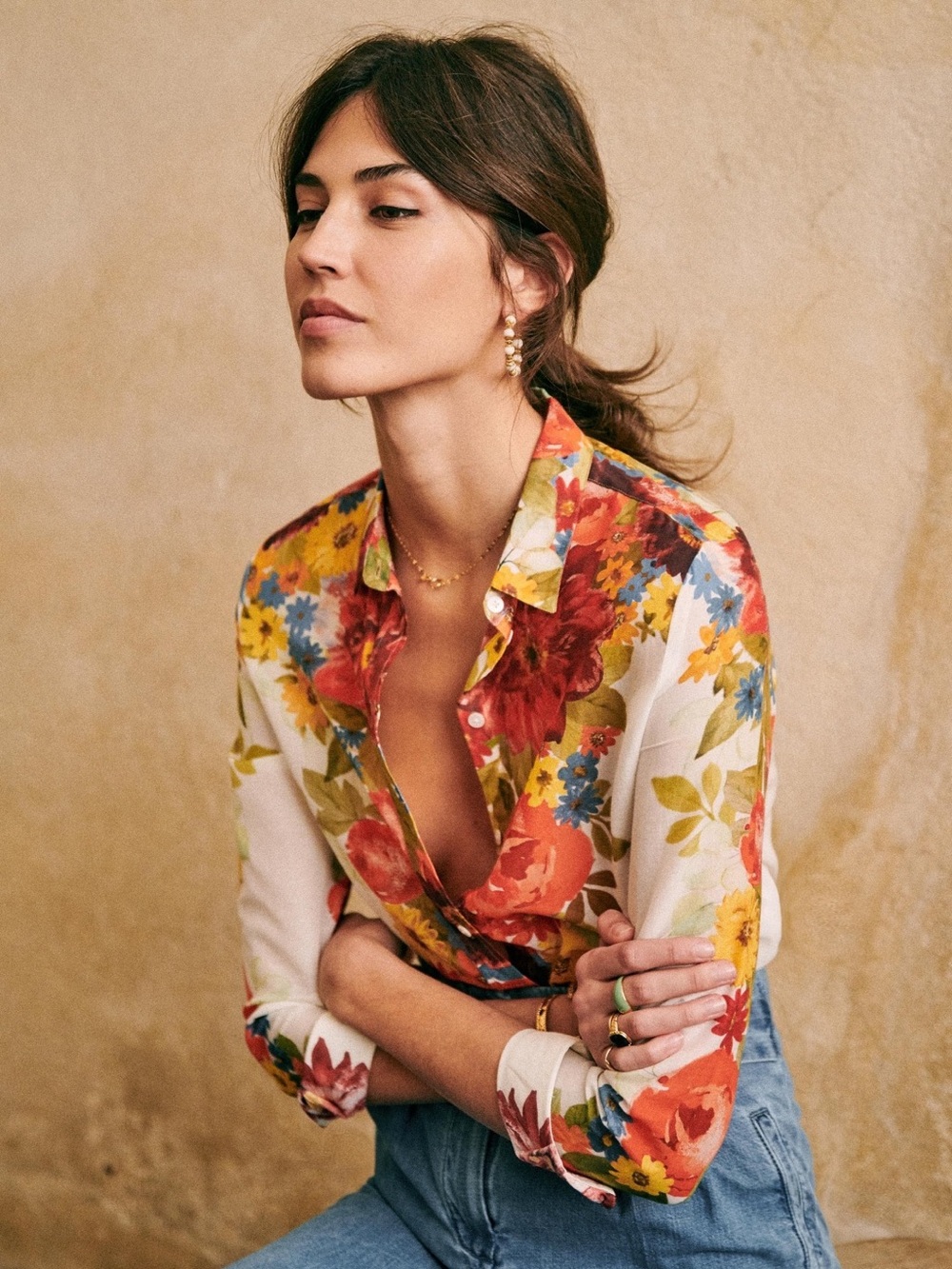 Sézane Pierro Shirt in Western Floral Print